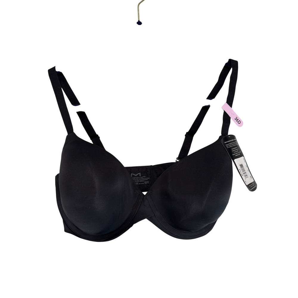 Maidenform T-Shirt Bra Black Smartzone Cups Convertible Straps DM7543 36D New